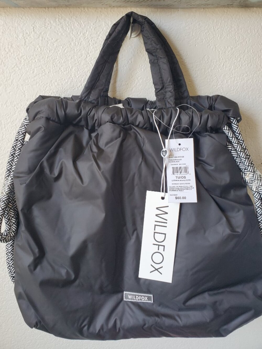 Wildfox Black & Gray  Drawstring Backpack - Picture 9 of 14